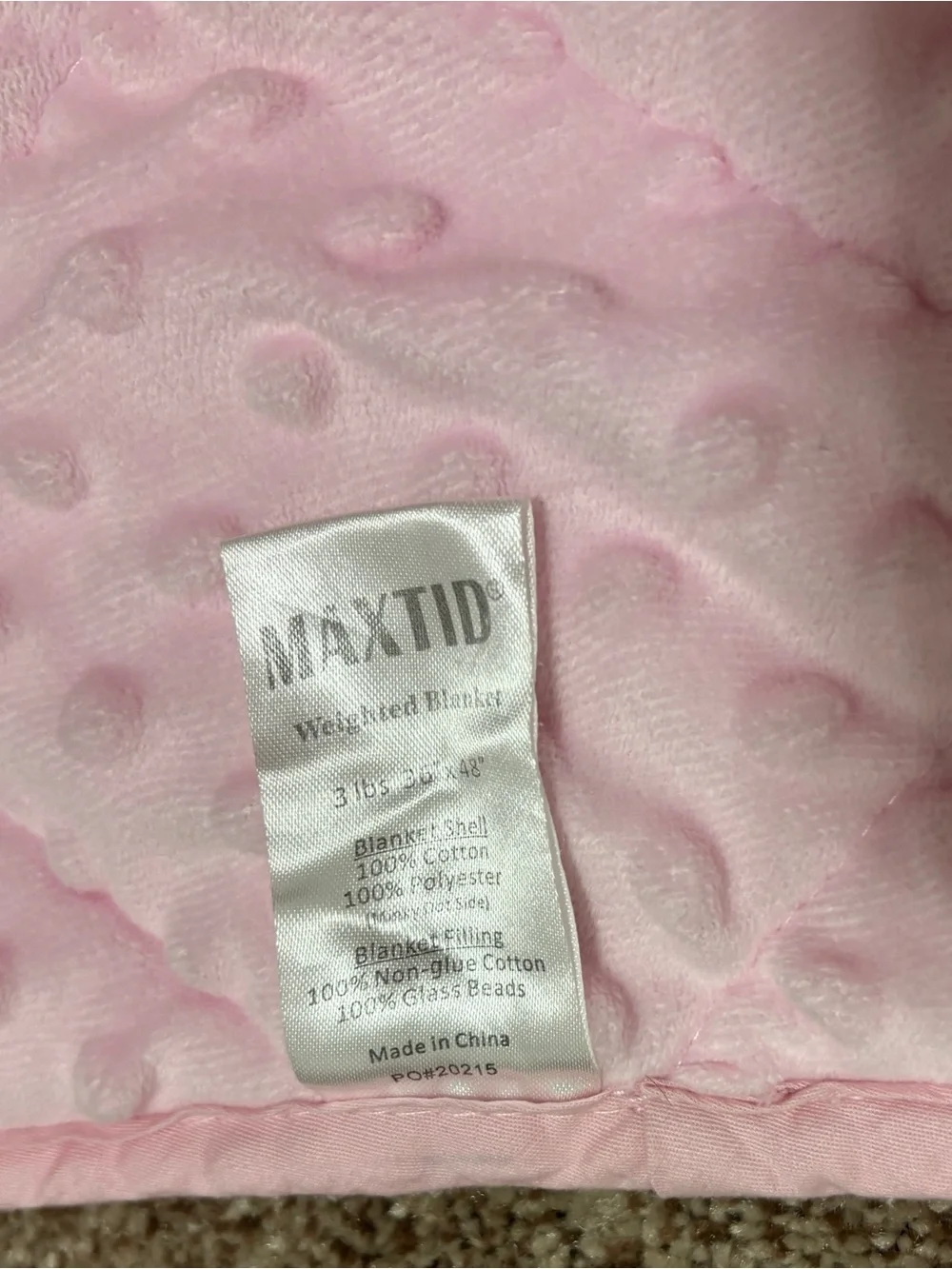 Pink Minky Cotton Sensory Weighted Blanket 3 lbs Kids washable